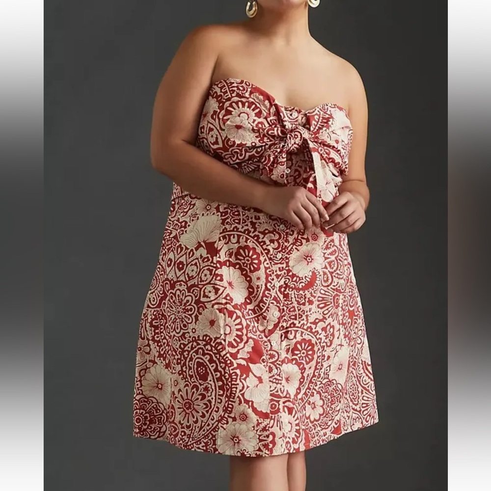 🌿|NWT| Anthropologie Blue Tassel Strapless Mini Dress plus size 1X